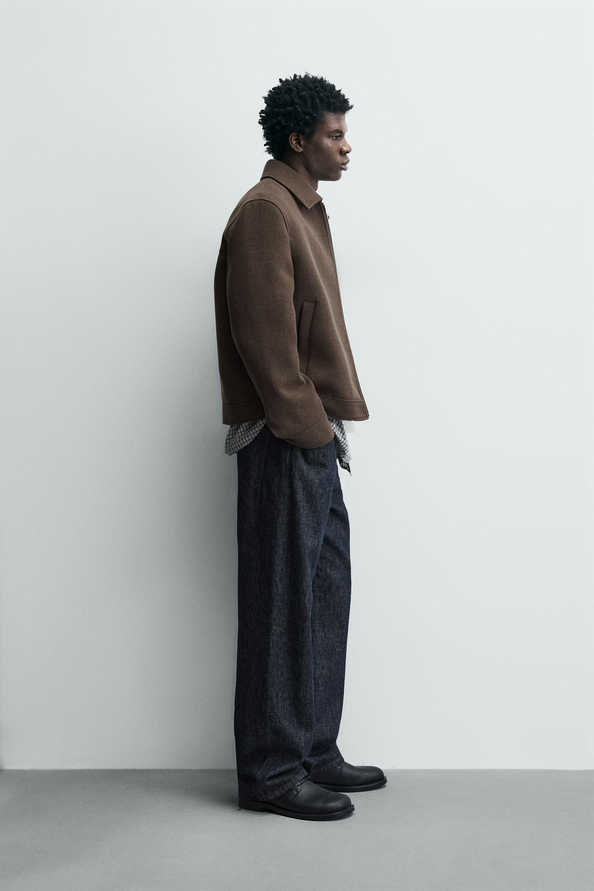 BLOUSON EN DRAP DE LAINE AVEC ZIP
